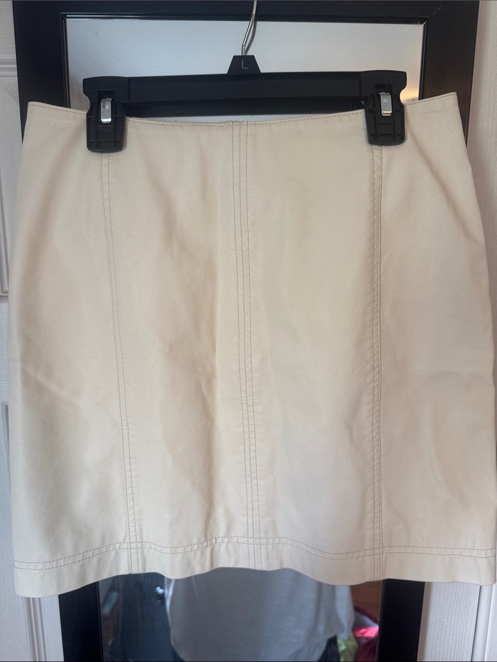 Free People Cream Mini Skirt with Panel Stitching